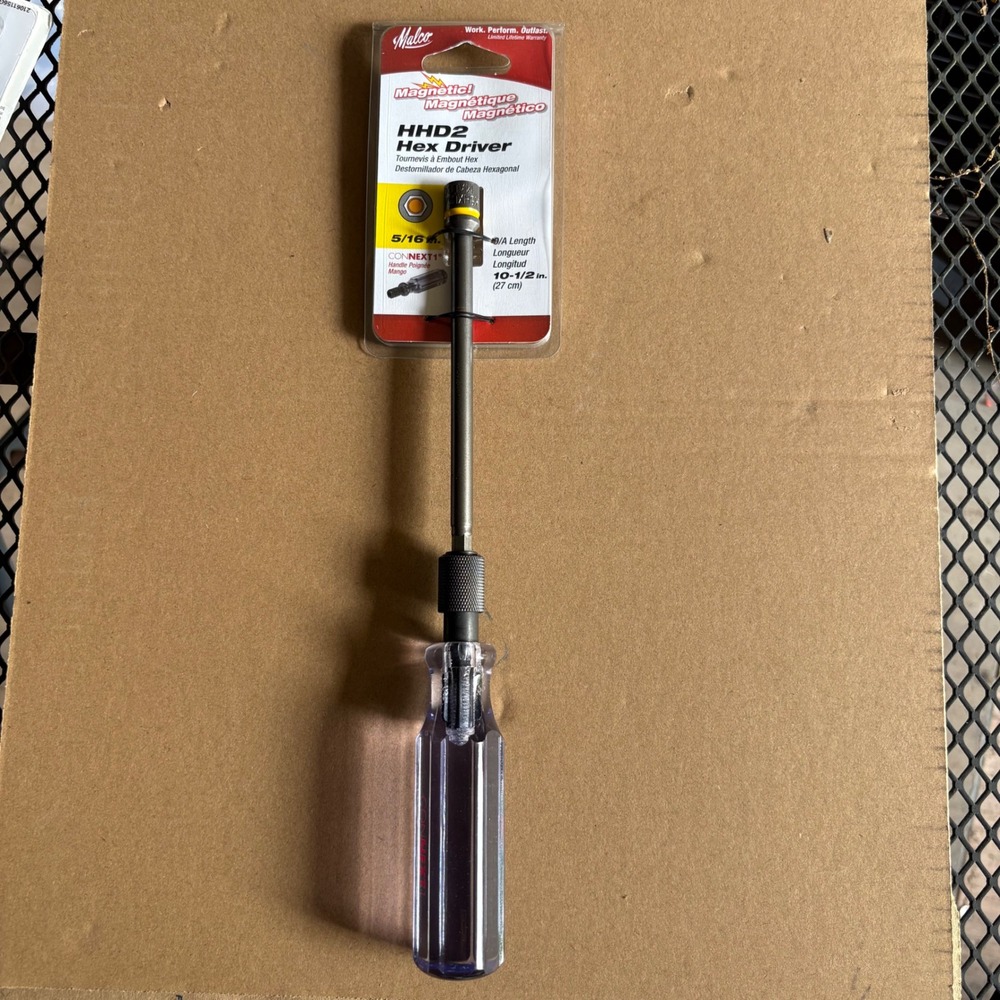 Malco HHD2 Magnetic‎ Hex Driver 5/16 Inch 10-1/2 Inch O/A Length CONNEXT1 Handle